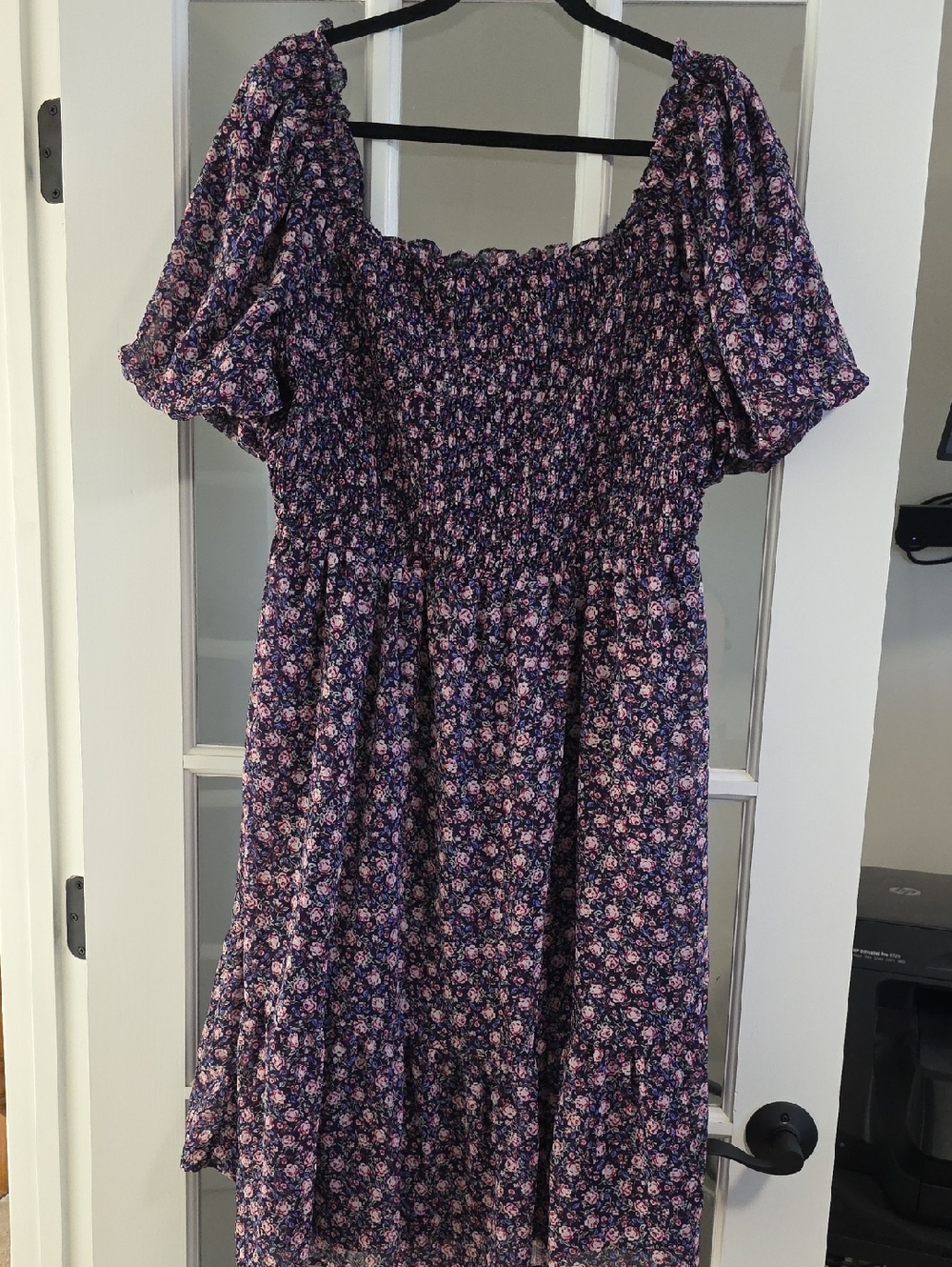 LC Lauren Conrad Navy Floral Midi Dress